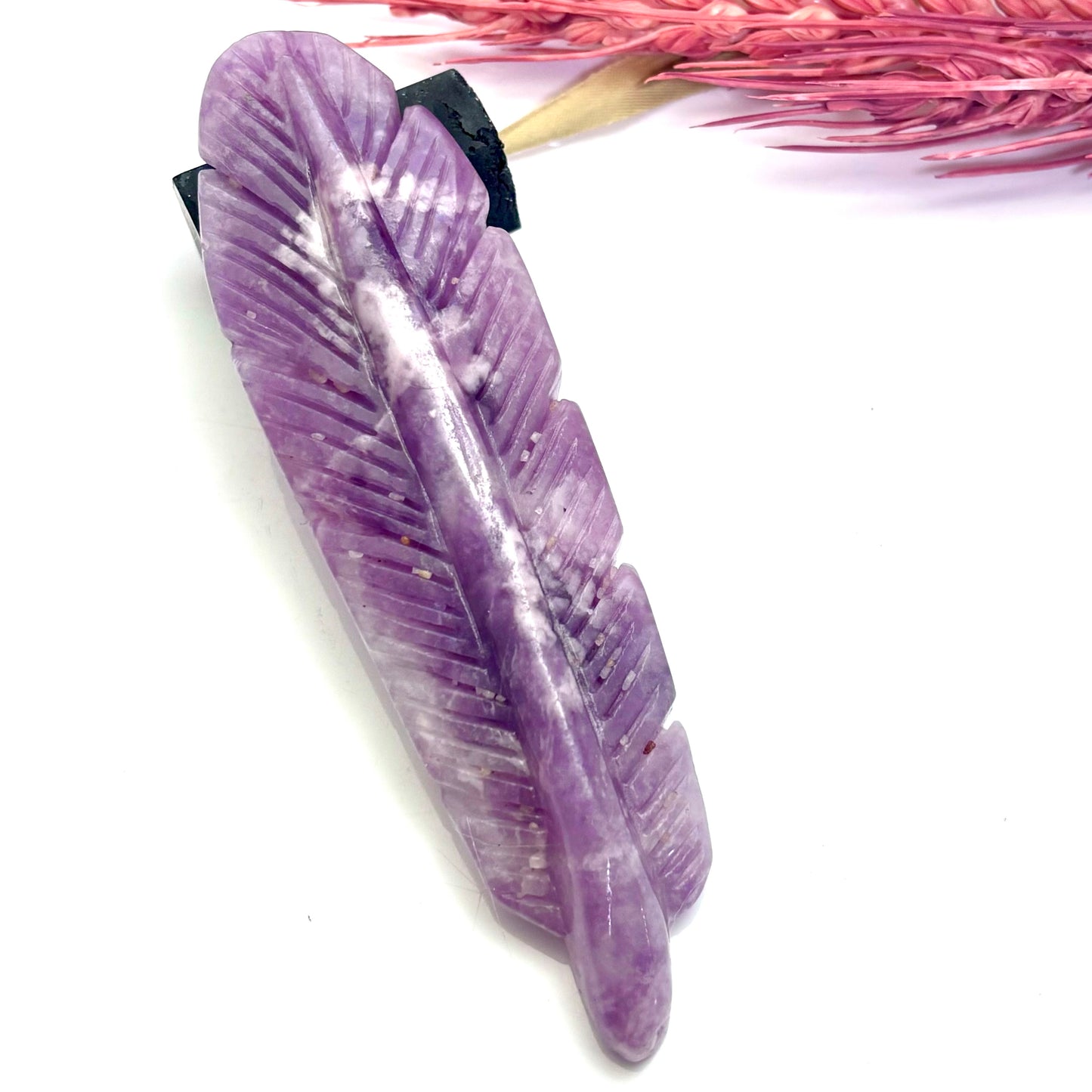 Lepidolite - Feather Carving