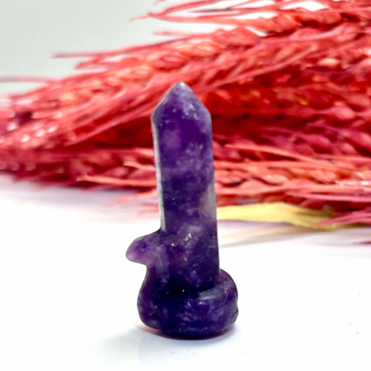 Lepidolite Snake around Point - Carving