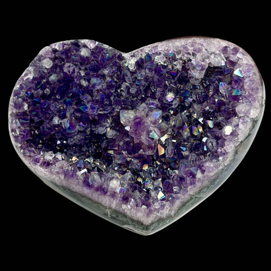 Aura Amethyst Cluster - Heart Carving