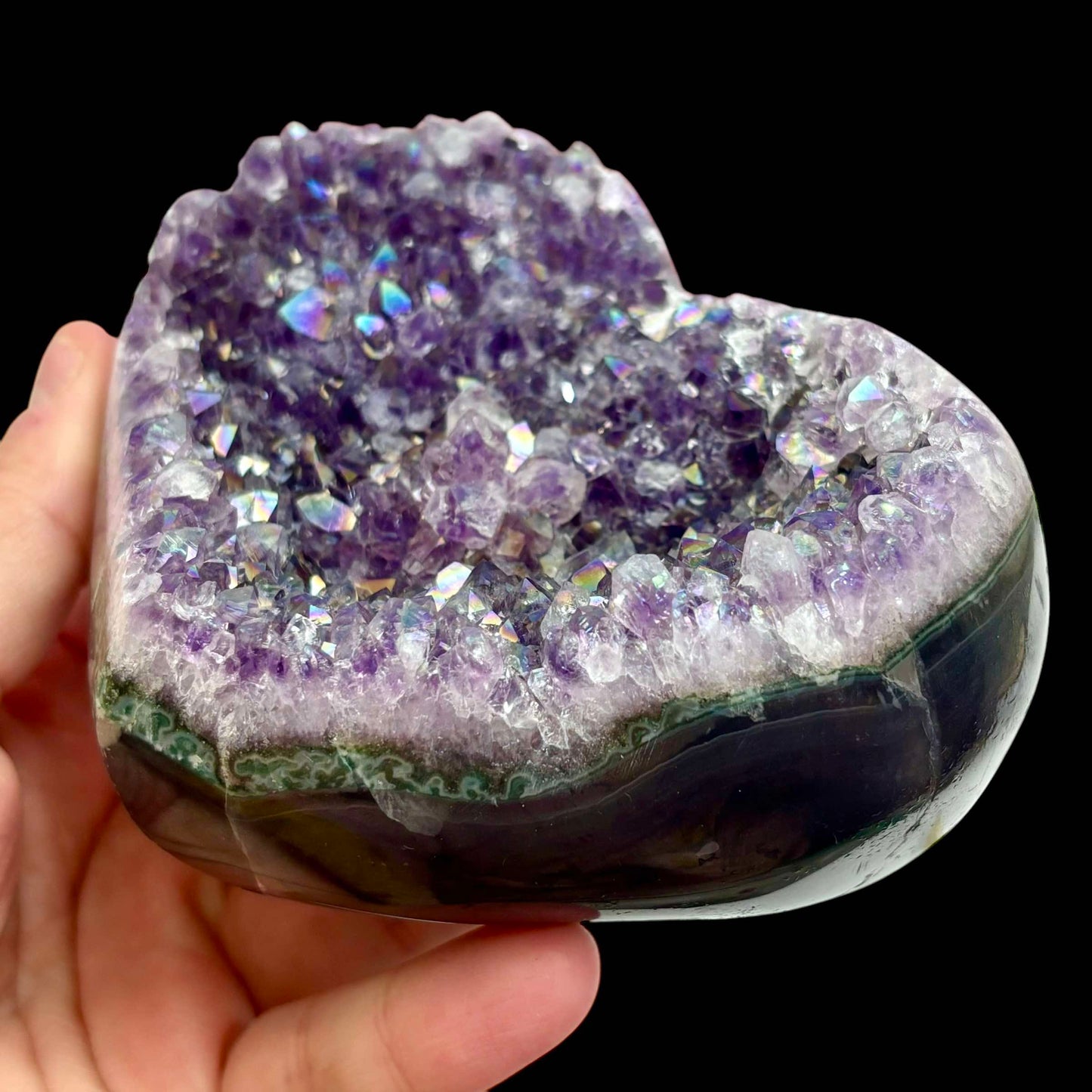 Aura Amethyst Cluster - Heart Carving