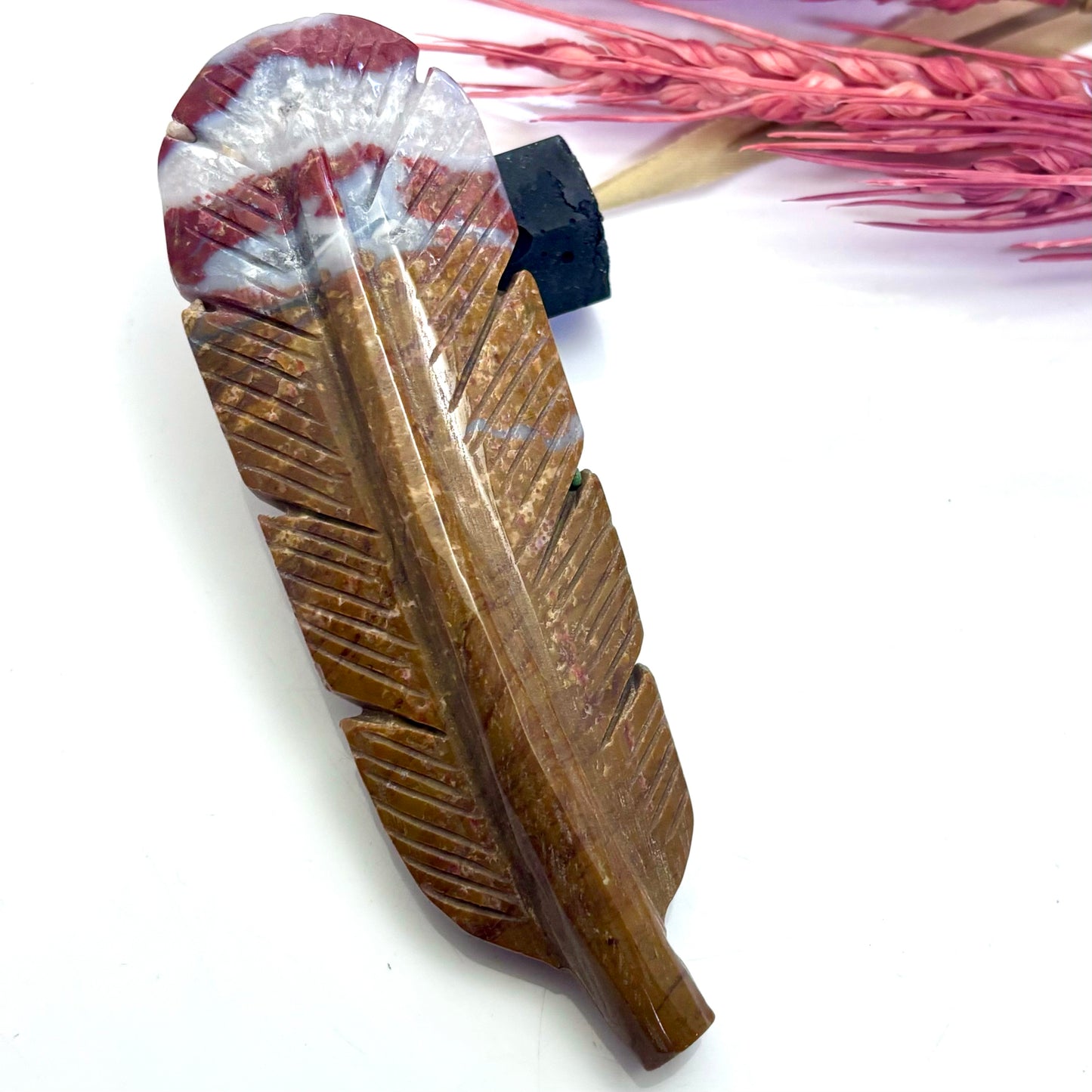 Indian Paint Stone - Feather Carving