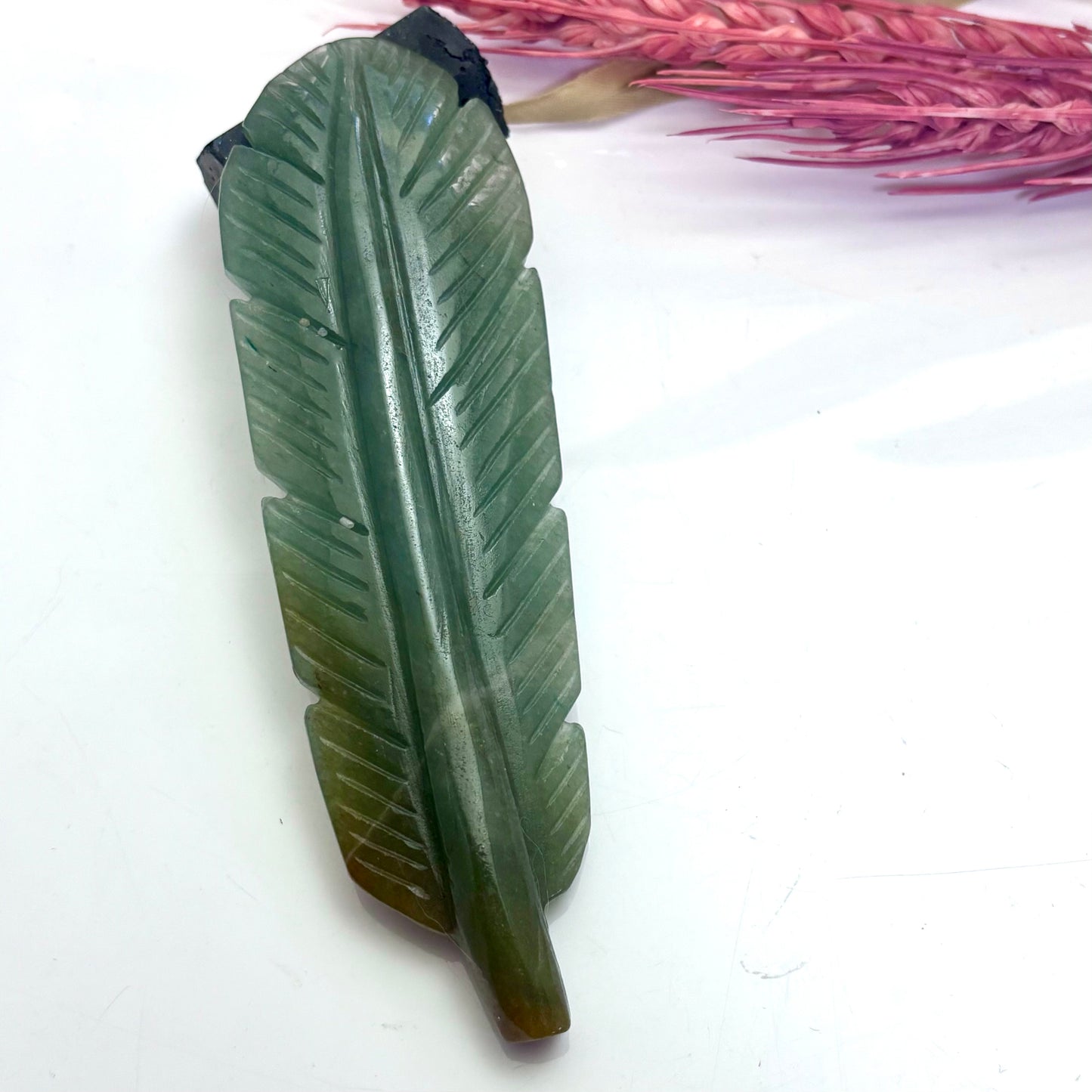 Dark Aventurine - Feather Carving