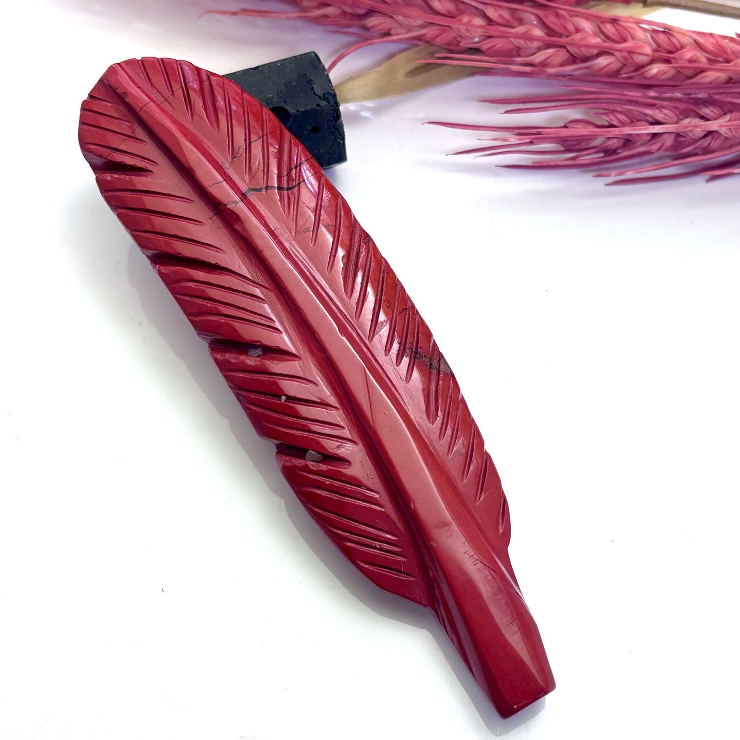 Red Jasper - Feather Carving