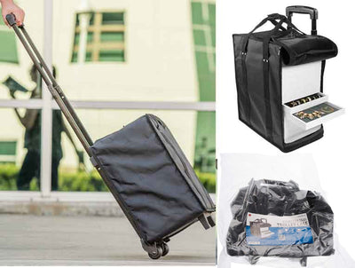 Black Trolley Case on Wheels, Holds 14- 1" Trays